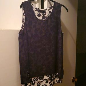 Women's blouse tank style with sheer lining